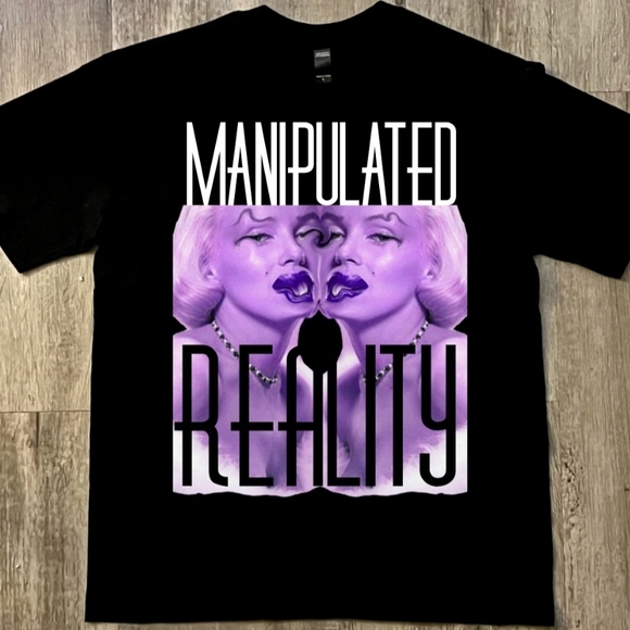 BGVC Denver Other - Manipulated Reality Graphic Tee, Black w Purple Pop Icon Cotton Unisex Large